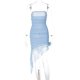 thumbnail image 3 of Vestido Mini vestido de malla de orillo fibroso con hombros descubiertos Traje de vacaciones asimétrico para mujer Ygjytge Azul T S para Mujer, 3 of 9