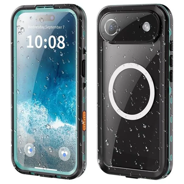 for iPhone Air 6.5 inch Waterproof Case Compatible with MagSafe, Magnetic Waterproof Full Body IP68 Underwater Case Built-in Screen Protector Military Grade Shockproof Cover with Lanyard