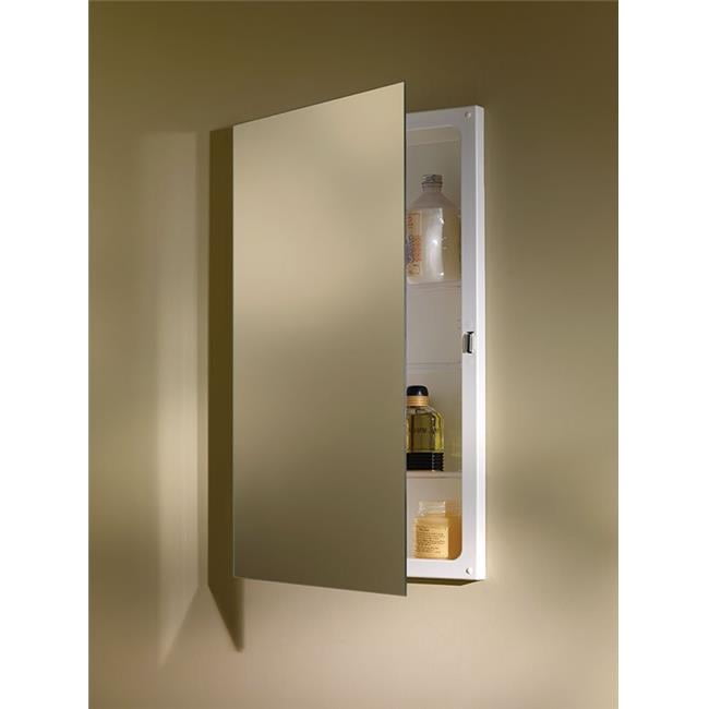 Jensen Focus 16in x 22in White Recess-Mounted Medicine Cabinet with  Frameless Polished Edges Mirror Door, Reversible Door Swing, Plastic Shelves  - B7733