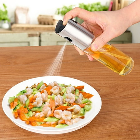 Glass Pump Spray Tuscom Oil Spray Bottle Pump Glass Olive Cooking Stainless Steel Pot Leak-proof Drops ()