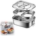 thumbnail image 2 of Food Storage Food Storage Containers Meal Prep Containers Airtight Food Storage Stainless steel double-layer lunch box with small double compartments Stainless Steel, 2 of 9