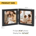 thumbnail image 3 of MKEUDQ-Double 4x4 Picture Frame Hinged Folding Vertical Stand for Tabletop Display, Wood Two Opening 4x4 Double Photo Frame Collage with Shatter Resistant Plexiglass, Black, 3 of 4