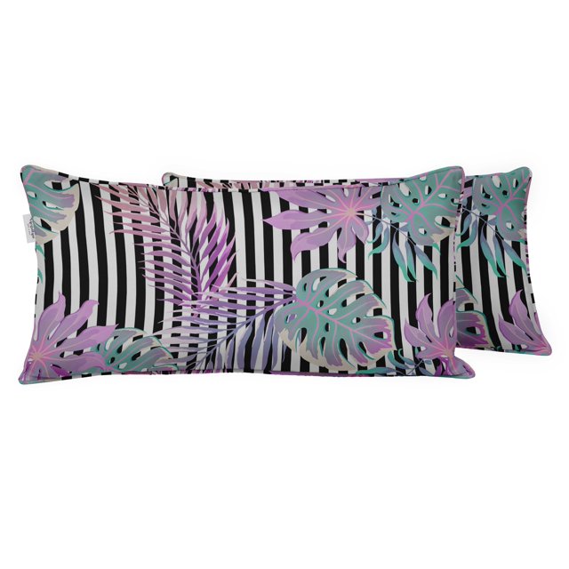 VargottamIndoor/OutdoorPolyester FabricLumbarPillowCover,All-Weather Waterproof Rectangular Cushion Case for Patio Furniture,16" x 24"Set of 2 -Tropical-63