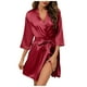 thumbnail image 1 of Bata de satén para dama de honor para mujer - Albornoz corto tipo kimono para bodas, cintura ajustable, tallas S-XL, 1 of 5