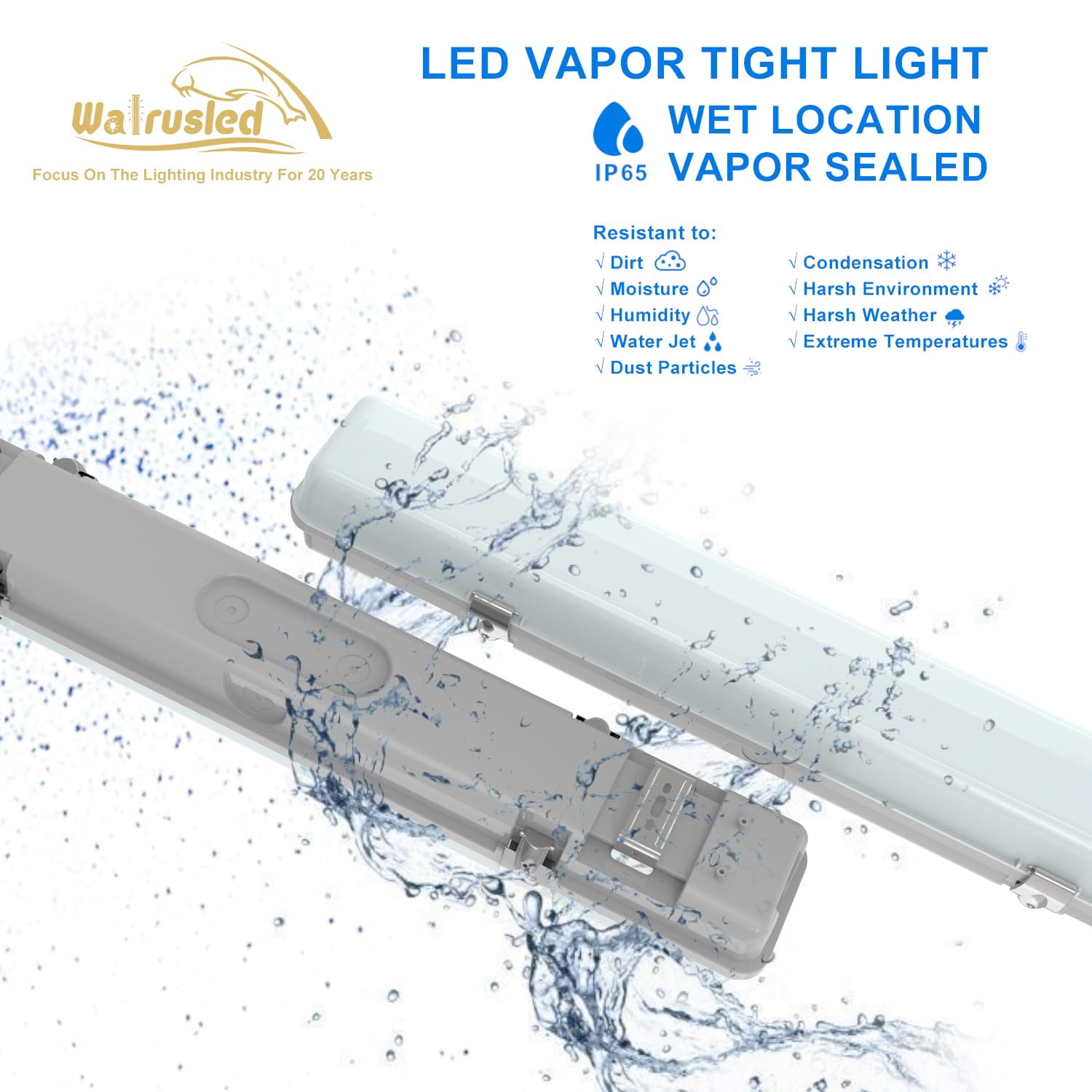 2FT Tri-Level Motion Sensor LED Vapor Tight Light, IP65 IK08, 10W(1250lm)/20W(2500lm), 3/4/5000K CCT Selectable, 100-277V, Dimmable, Outdoor Waterproof Shop Light, Vapor Proof Lighting Fixture, FCC