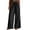 23# Black, variant on Boho Wide Leg Pants for Women Summer Elastic Drawstring High Waist Linen Trousers Slacks With Lace Fringe Tassel Pockets Black L