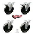 thumbnail image 2 of 6 Inch Phenolic Wheel Swivel Top Plate Caster Set with 2 Brakes Service Caster, 2 of 2