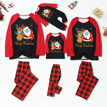 

Christmas Gifts Santa Claus Elk Loungewear Christmas Family Matching Pajamas Women Men Kids Sleepwear Polyester Black L