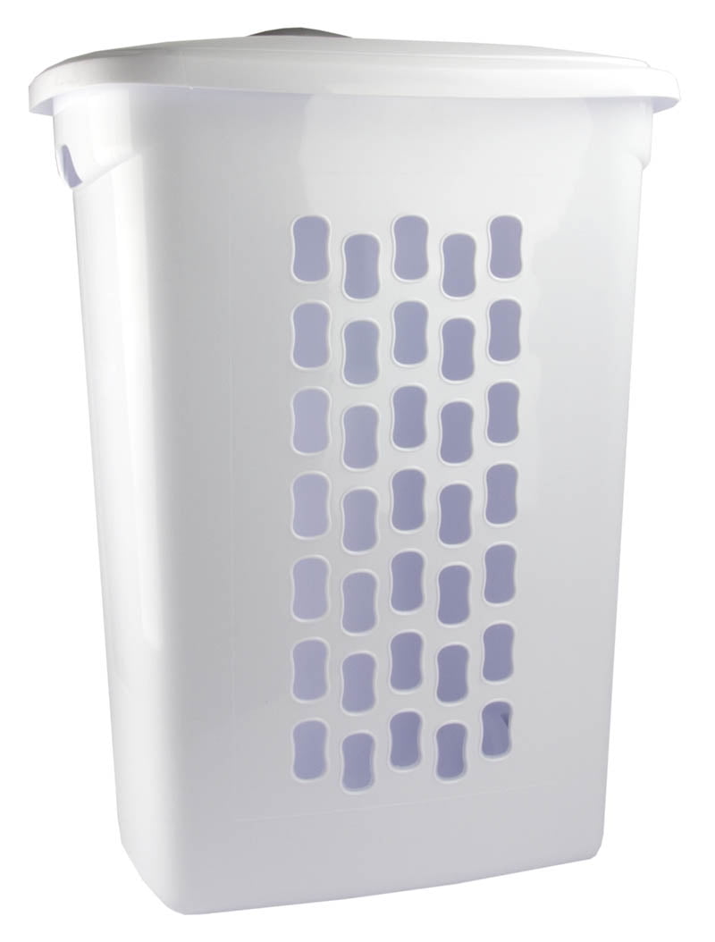 Sterilite White Laundry Hamper With LiftTop, Wheels, And Pull Handle