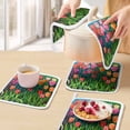 thumbnail image 5 of Colorful Spring Floral Pot Holders for Kitchen Heatproof Potholder, 3 Pack Summer Botanical Oil Painting Hot Pads Multipurpose Oven Pads Cloth Potholders Trivet for Cooking Baking, 5 of 8