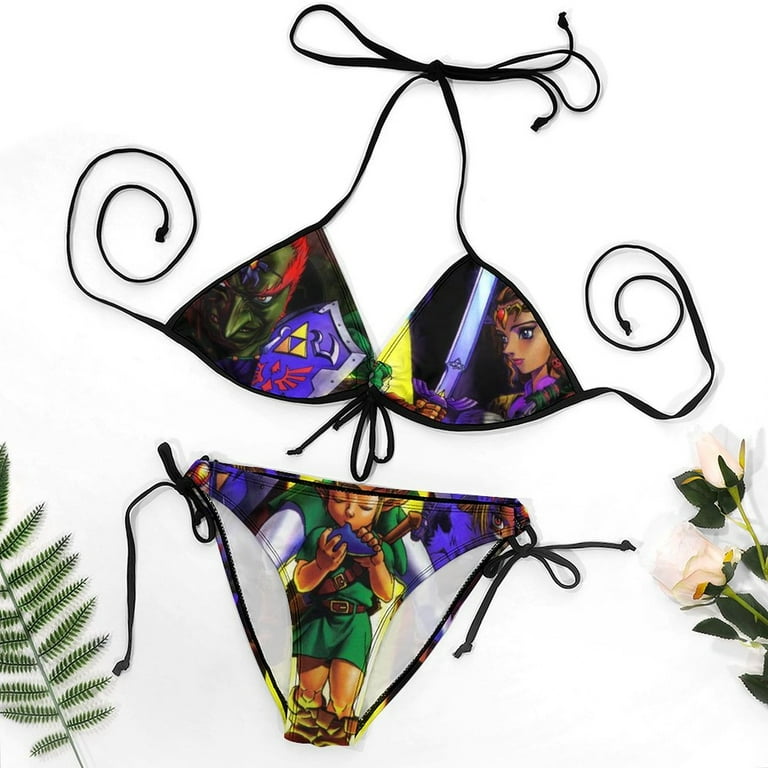 The Legend of Zelda Game Play Women Bikini Set Sexy Two Pieces Halter  String Swimsuit Triangle Briefs Tie Side Bottom - Walmart.com