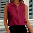 thumbnail image 2 of Aboser Button Down Shirts for Women Sleeveless Tank Tops Business Casual Office Work Shirt Silky Satin Workwear Loose Fit Collared Blouses, 2 of 7