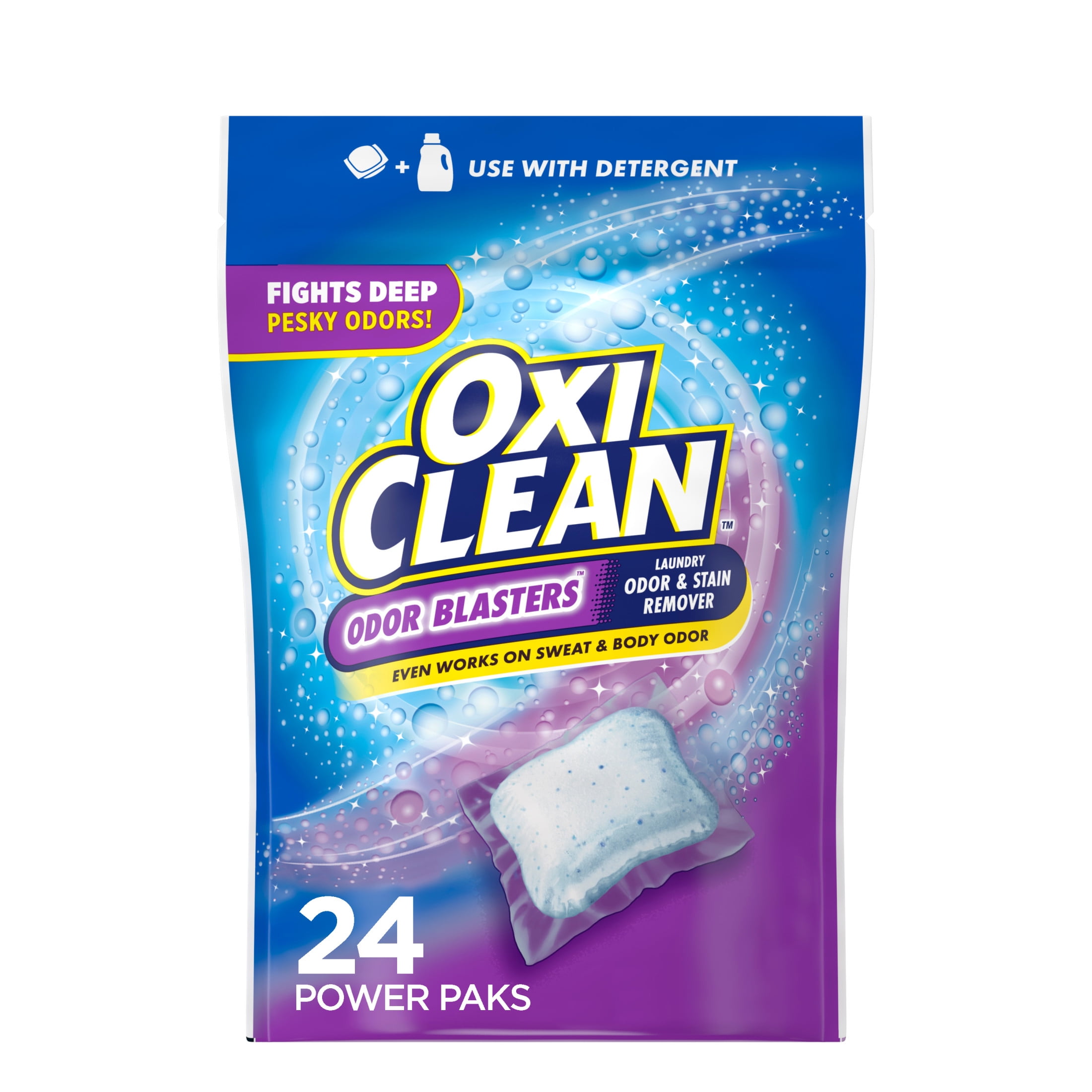 (4 pack) OxiClean Odor Blasters Odor and Laundry Stain Remover Power Paks, 24 Ct