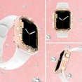 thumbnail image 4 of 41mm Compatible with Apple Watch Series 9/8/7 41mm Case Rhinestones with Built-in Glass Screen Protector Bumper Diamond iWatch Protective Cover for Women Girl,Pink+Rosegold, 4 of 4