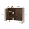 thumbnail image 3 of Buffet Cabinet, Mid Century Sideboard&nbsp;Storage with Anti-Rollover Device, Metal Legs, Walnut MDF, 31.5 Inch W, 3 of 9