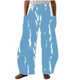 thumbnail image 2 of Jjayotai Women's Vintage Floral Print Pants, High Elastic Waist Wide Leg Pants, Beach Palazzo Pants with Pockets Blue XXL, 2 of 5