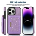thumbnail image 3 of Tarise iPhone 13 Pro Wallet Case Cover for Women Men, iPhone 13 Pro Case with Strap, Glitter PU Leather Crossbody Strap RFID Blocking Magnetic Clasp Phone Case for iPhone 13 Pro 6.1 inch 2021, Purple, 3 of 7
