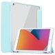 thumbnail image 1 of Funda de cuero con tapa trasera de acrílico transparente y TPU para iPad 10.2, con tapa horizontal, soporte plegable triple, portalápices y función de suspensión/activación (azul), 1 of 5