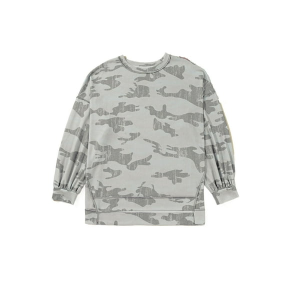 Plus Size Women's Multicolour Camouflage Sweatshirt – Casual Round Neck Design for Daily Wear [ZhiHiMeRi] | 1X