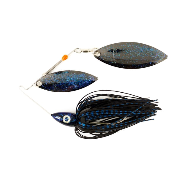 Nichols Lures Pulsator Metal Flake Double Willow Spinnerbait, Black/Blue, 3/4-Ounce