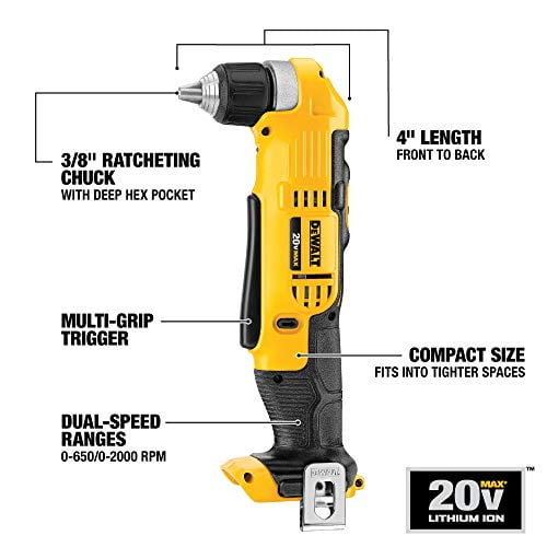DEWALT 20V MAX Right Angle Drill Cordless Tool Only DCD740B