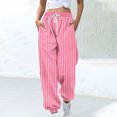 thumbnail image 2 of FRSASU Pants for Women Fashion Casual Stripe Printing High Waisted Drawstring Loose Ankle Pants Pink M(M), 2 of 5