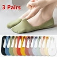 thumbnail image 2 of 3 Pairs Women Socks High Quality Matching Casual Socks Summer Thin Cotton Bottom Non-slip Invisible Low Short Socks Breathable 3 Pairs Random Color One Size, 2 of 6