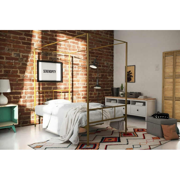 Novogratz gold sale canopy bed