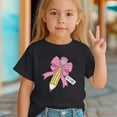 thumbnail image 2 of LIIPEE Boys Girls Tops Cartoon Bowknot Pencil Printed Short Sleeve Round Neck Tshirt Top Versatile Birthday Tee,Black,4-5 Years, 2 of 5
