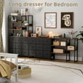 thumbnail image 5 of 71" Dresser for Bedroom, 3 in 1 Open Storage Shelves with 9 Fabric Drawers, Chest of Drawers for Closet, TV Stand for 50, 60, 75 Inch TV, for Living Room, Closet, Entryway, Black and Brown, 5 of 8