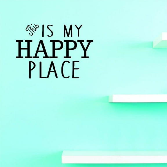 Custom Decals Is My Happy Place Wall Art Size: 20 X 40 Inches Color: Black