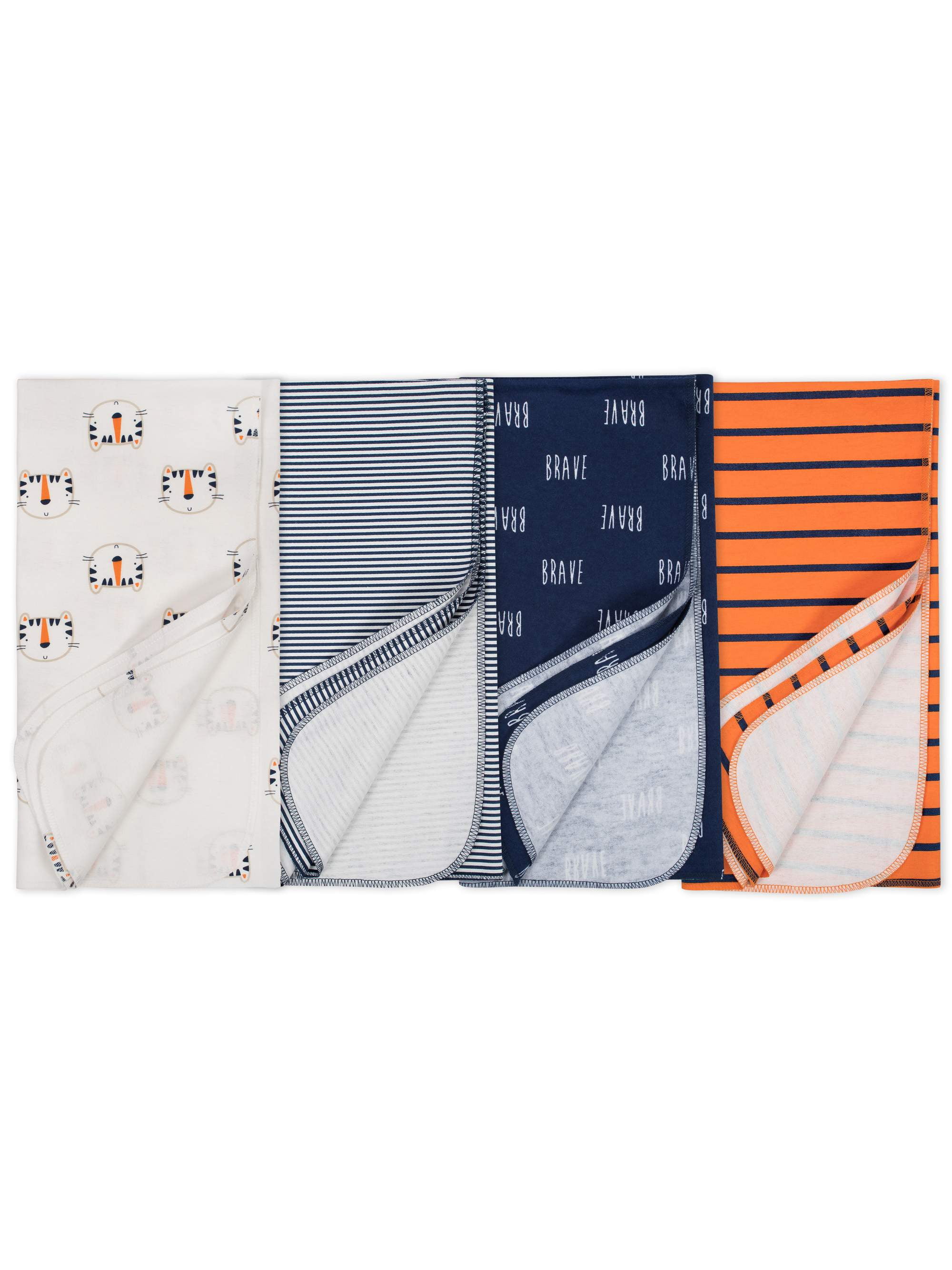 Gerber Baby Boy Flannel Receiving Blankets, 4Pack