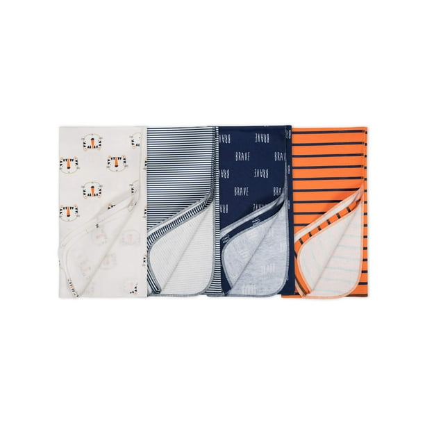 Gerber Baby Boy Flannel Receiving Blankets, 4Pack