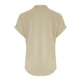 thumbnail image 4 of Beige Womens Tops Women's Fashion Casual V Neck Button Down Short Sleeve Top T Shirts for Women, 4 of 5