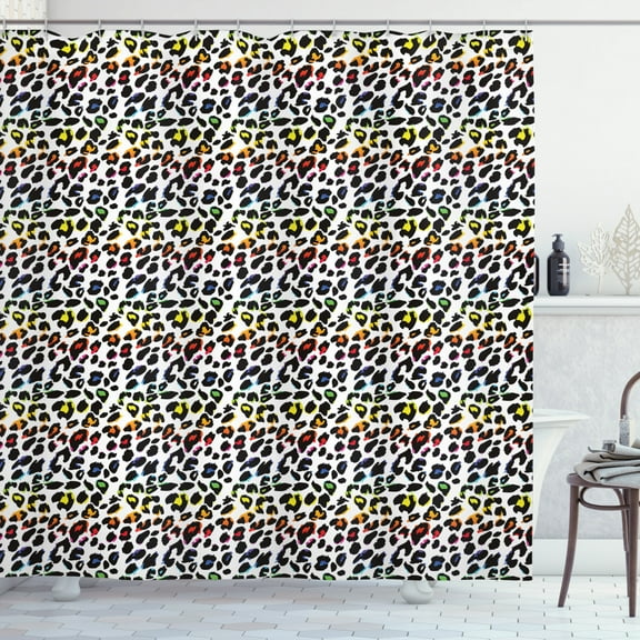Ambesonne Leopard Print Shower Curtain, Colorful Mammal, 69"Wx75"L, Multicolor