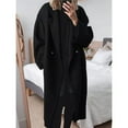 thumbnail image 4 of Abrigo de Lana de Invierno para Mujer, Cruzado, de Larga, con Solapa de Muesca, Tipo Gabardina Larga Negro XXXL, 4 of 5