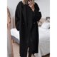 thumbnail image 4 of Abrigo de Lana de Invierno para Mujer, Cruzado, de Larga, con Solapa de Muesca, Tipo Gabardina Larga Negro XXXL, 4 of 5