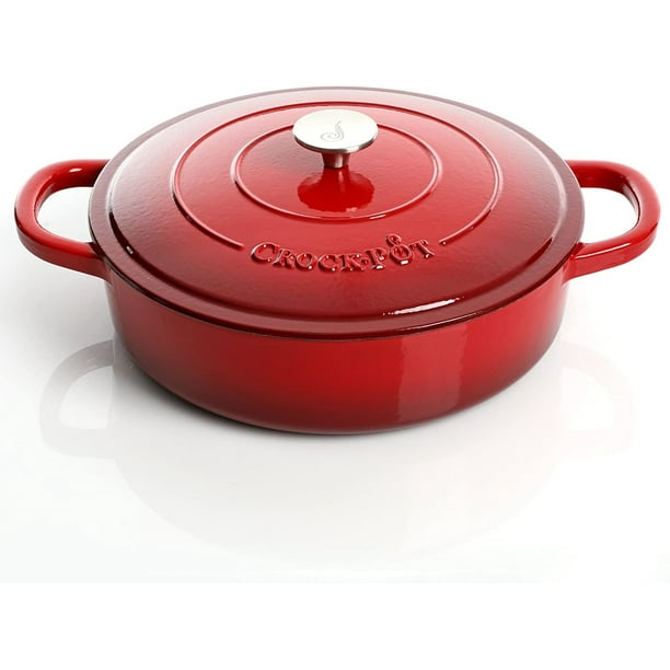 Crock Pot Artisan Enameled Cast Iron 5 Qt Round Braiser Pan with Self