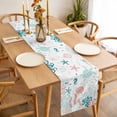 thumbnail image 3 of Coastal Turtle Table Runner - 60 Inch Long, Kitchen Dining Table Runner Dresser Scarves, Teal Green Ocean Coral Starfish Jellyfish Farmhouse Decor for Coffee Tables Wedding Party Banquet, 3 of 8