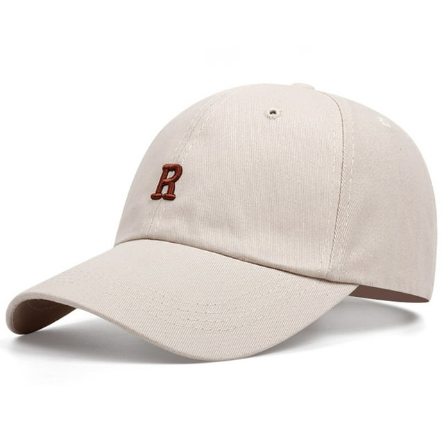 Gorra de béisbol lisa de algodón con letra «R» bordada