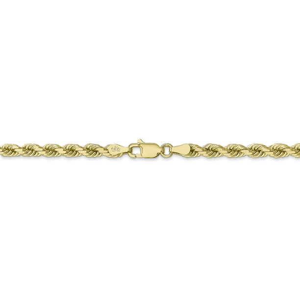 10K Yellow Gold 4mm Handmade Diamond Cut Rope Chain 24 Inch
