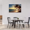 thumbnail image 3 of Beach Themed Wall Art Sunset at Blue Ocean Prints Canvas Tropical Palm Tree Pictures Artwork for Bathroom Framed Ready to Hang12x16inches, 3 of 6