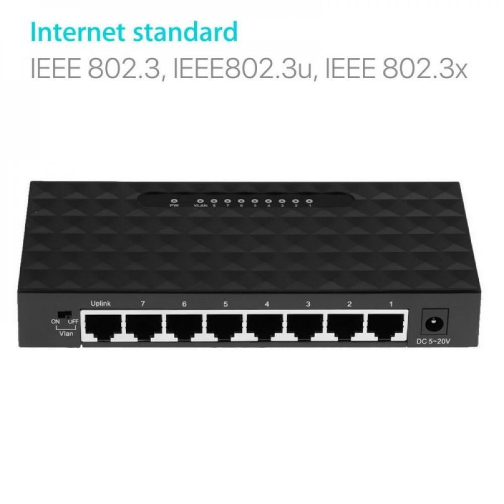 New Mini Ethernet Network Desktop Switch 8Port 10/100Mbps Lan Fast Internet Hub 
