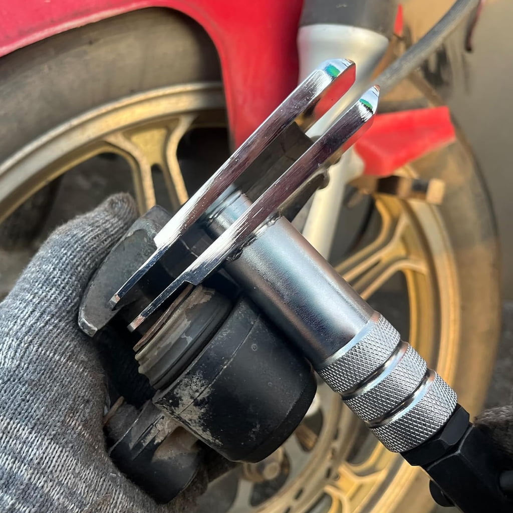 Motorcycle Brake Caliper Spreader Tool Heavy Duty Iron 500LB Capacity 30-75mm Adjustable Secure Grip