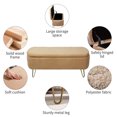 thumbnail image 3 of Storage Ottoman Bench, Faux Fur Upholstered End of Bed Bench with Gold Metal Legs, Entryway Bench Footrest Stool for Living Room, Bedroom, Camel, 3 of 7