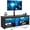 Black, variant on melmine TV Stand with Mount for 55-70 Inch TVs, Entertainment Center with Power Outlet, LED Lights, Swivel Height Adjustable TV Mount, Wood Media Console for Living Room and Bedroom,White