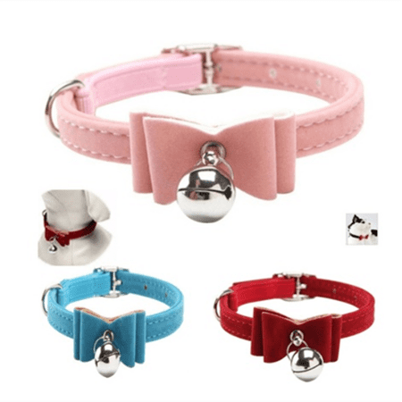 Cute Flocking Dog Cat Bell Collar Kitten Bow Tie Pet Neck Safety Bowtie , Adjustable Pet Necklace, Pet