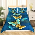 thumbnail image 2 of Erosebridal Navy Blue Bedding Sets King Teal Gold Butterfly Comforter Cover for Women, Chic Animal Bed Set Gradient Wildlife Duvet Cover, Golden Splatters Polka Dots Quilt Cover Microfiber, 2 of 5