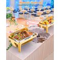 thumbnail image 4 of Ensemble de Buffet à Réchaud, 9QT en Acier Inoxydable Chafer Réchauffeur de Nourriture avec Couvercle en Verre, Bac à Eau, Support et Porte-Carburant, Serveur de Restauration Doré pour Fêtes, Mariages, Hôtels, 4 of 8