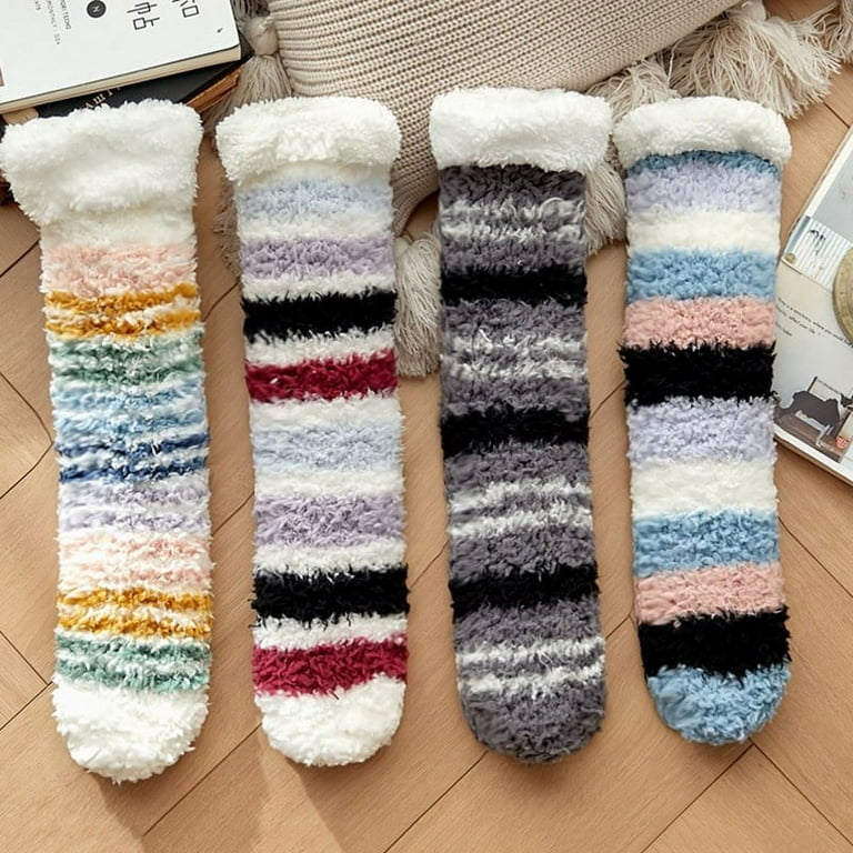 Kawaii Slipper Socks Winter Cute Plush Non-slip Grip Womens Floor Sock  Thermal Thick Soft Female Fox Fuzzy Shoes Home Indoor - AliExpress